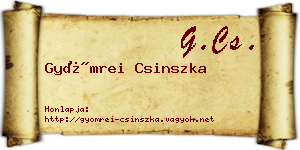 Gyömrei Csinszka névjegykártya